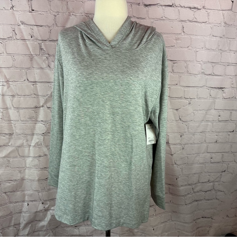 NWT a:glow maternity nursing Light Gray Women's pullover Hoodie tunic sz L